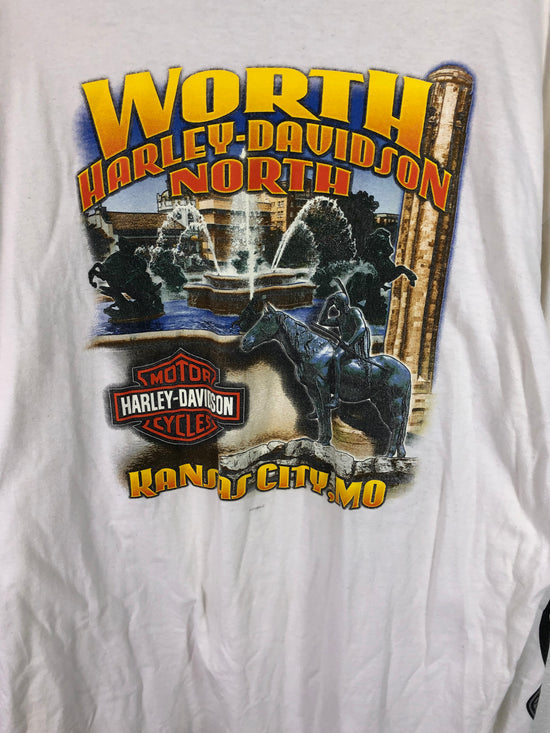 Y2K Harley Davidson Kansas City Statue L/S Tee Sz XL