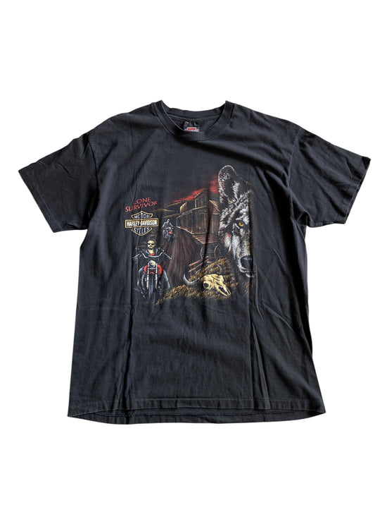 VTG Harley Davidson Lone Survivor Big Print Tee Sz XL