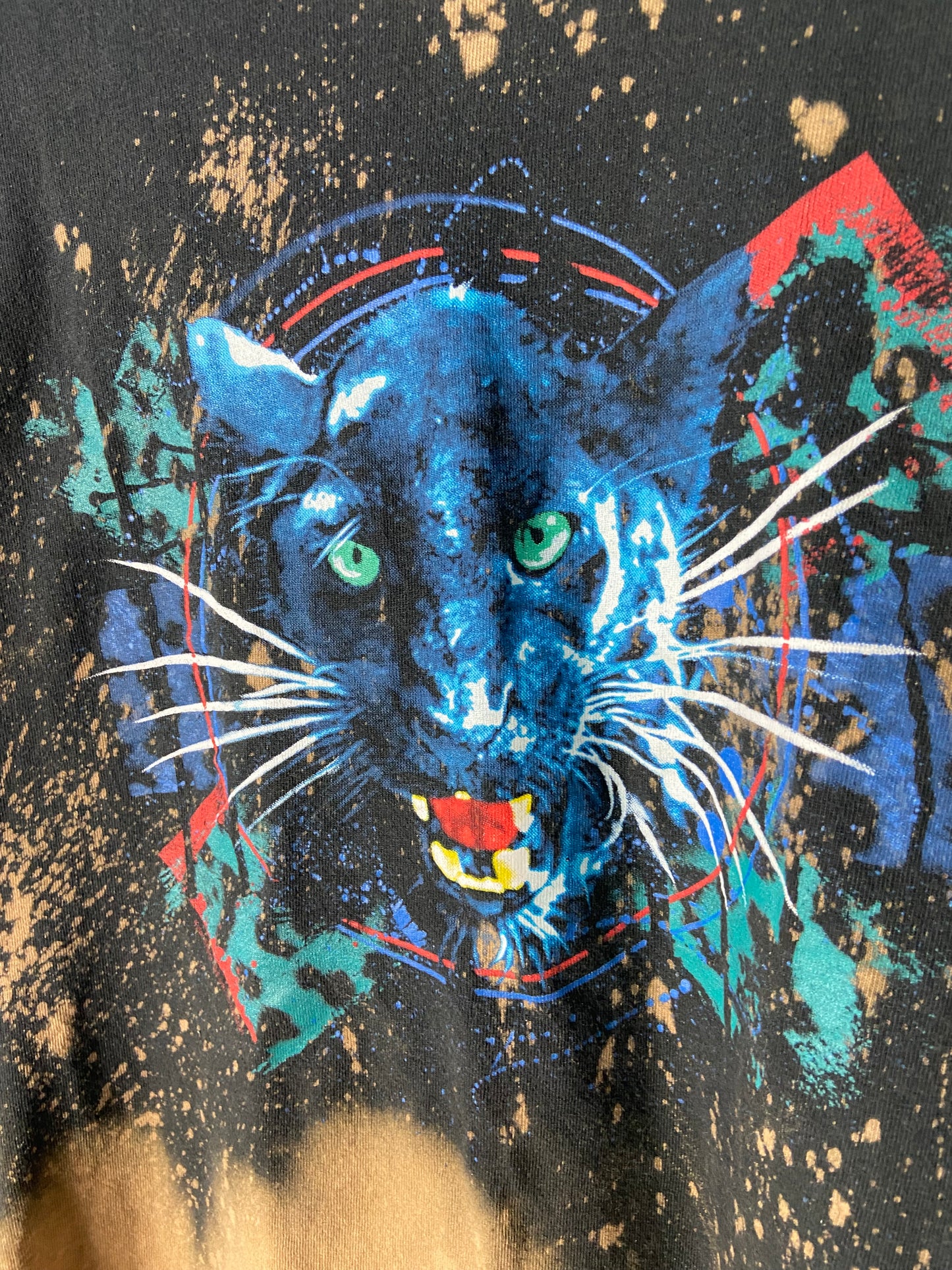 VTG Bleached Panther Graphic Tee Sz Med