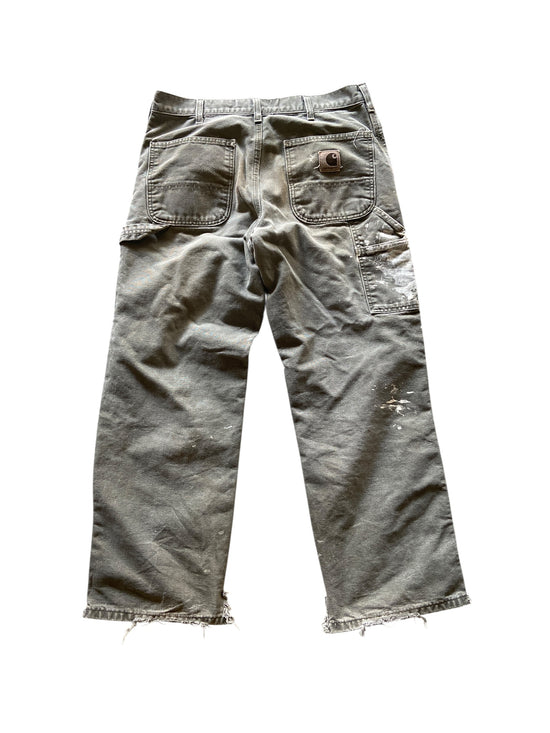 Thrashed Paint Splattered Olive Carhartt Carpenter Pants Sz 32x29