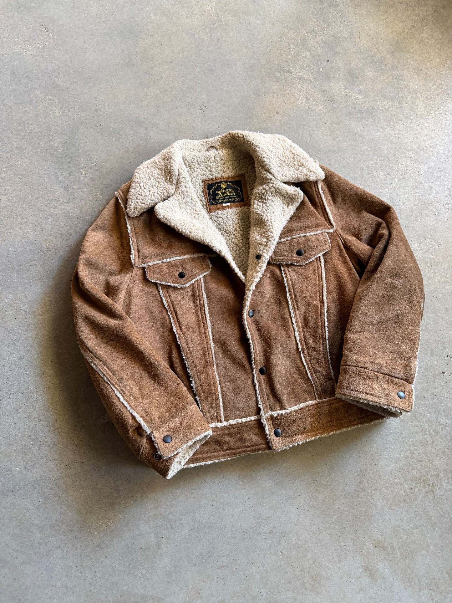 VTG Suede Sherpa Genuine Leather Jacket Sz M