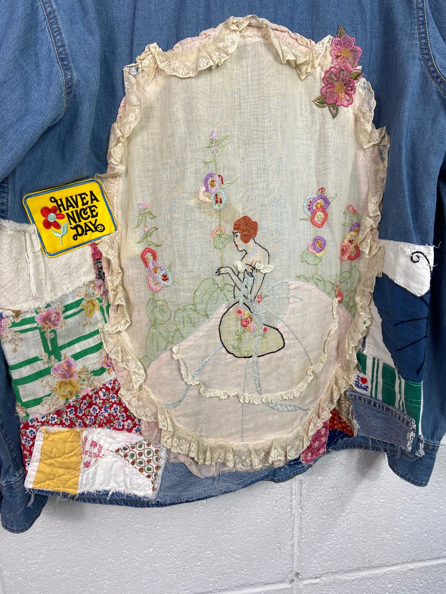 Denim Donna Reworked Springtime Wrangler Button Up Shirt Sz L/XL