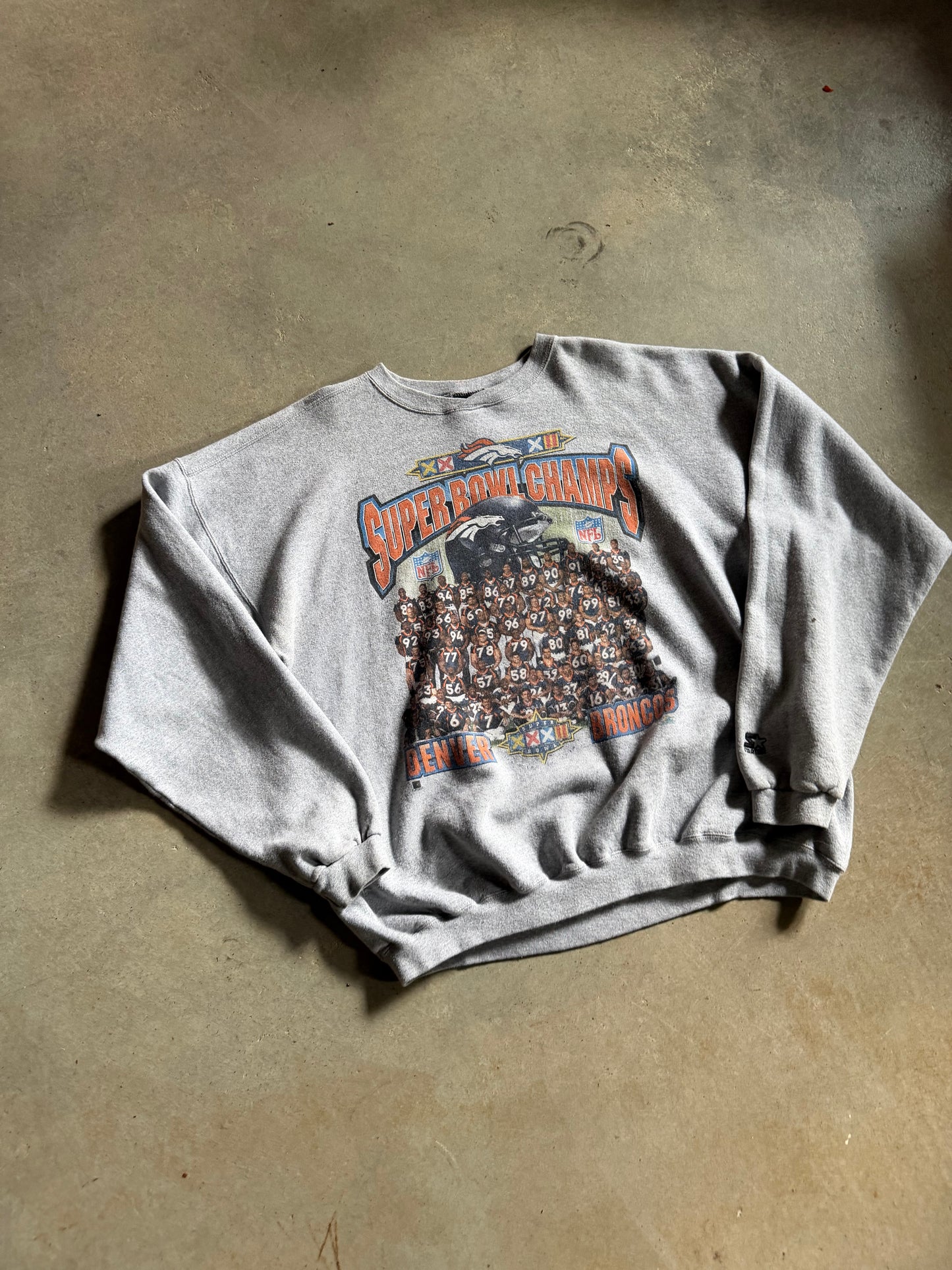 VTG Starter 98 Denver Broncos Super Bowl XXXII 32 Championship Sweater Sz XXL