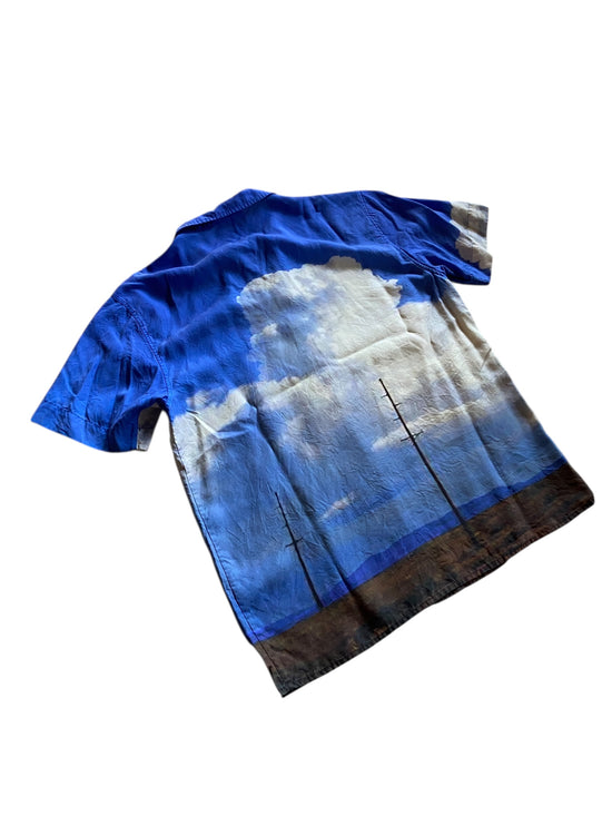 Preowned Axel Arigato Printed S/S Button Up Shirt Sz M