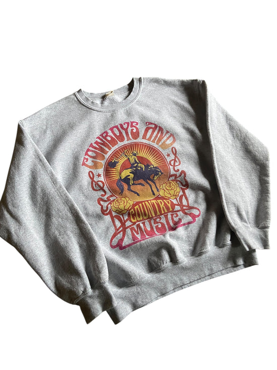 VTG Cowboys & Country Music Sweatshirt Sz M/L