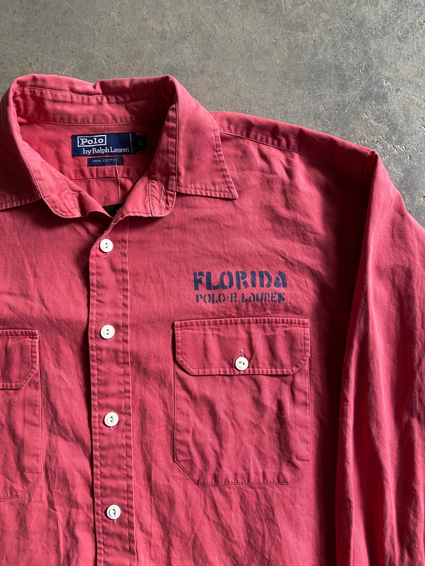 VTG Polo Ralph Lauren Florida Pink Button Up Shirt Sz XL
