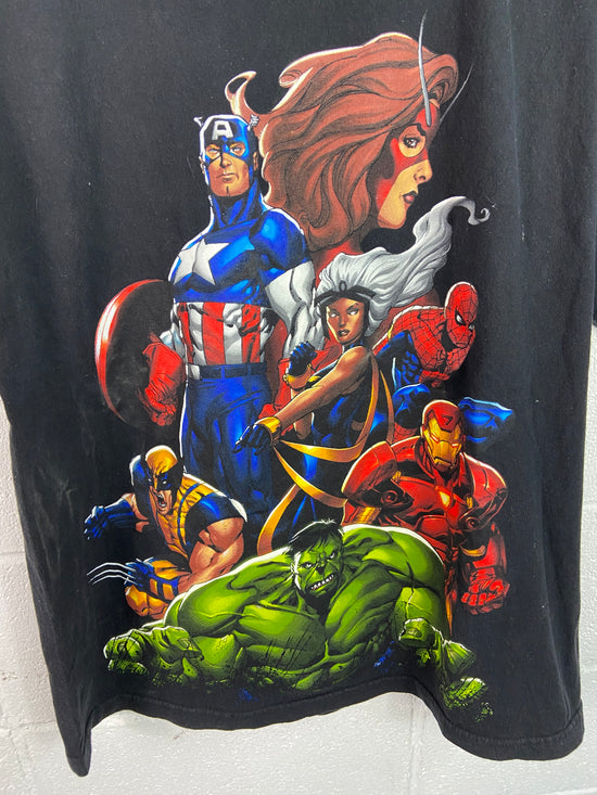 Y2K Mad Engine Marvel Lineup Tee Sz L