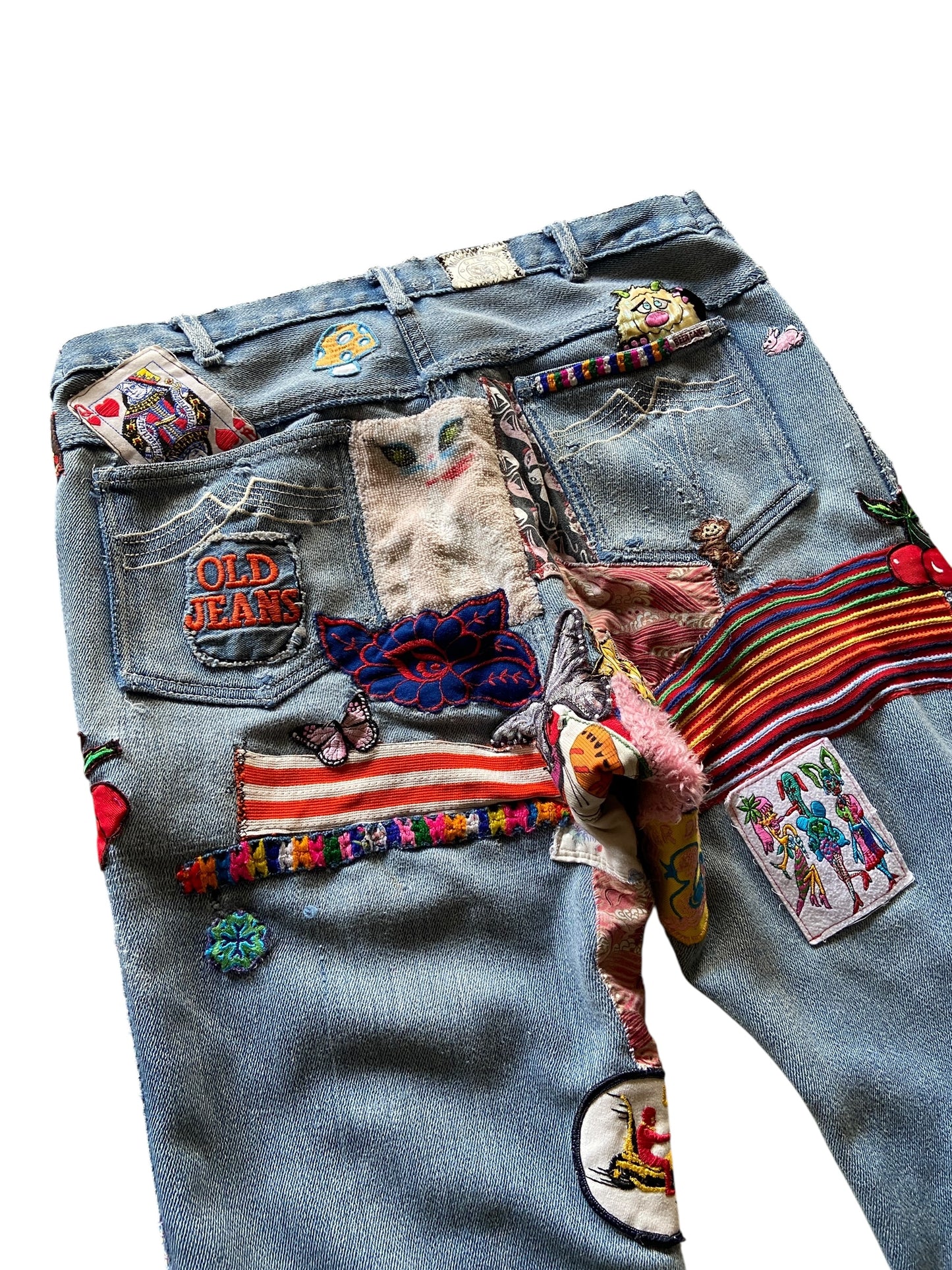 Reworked Hippie Patchwork Denim Flares Sz 30x28