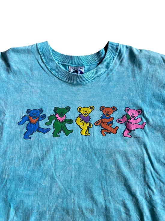 VTG Grateful Dead Bear Tye Dye Liquid Blue 1997 Tee Sz XL