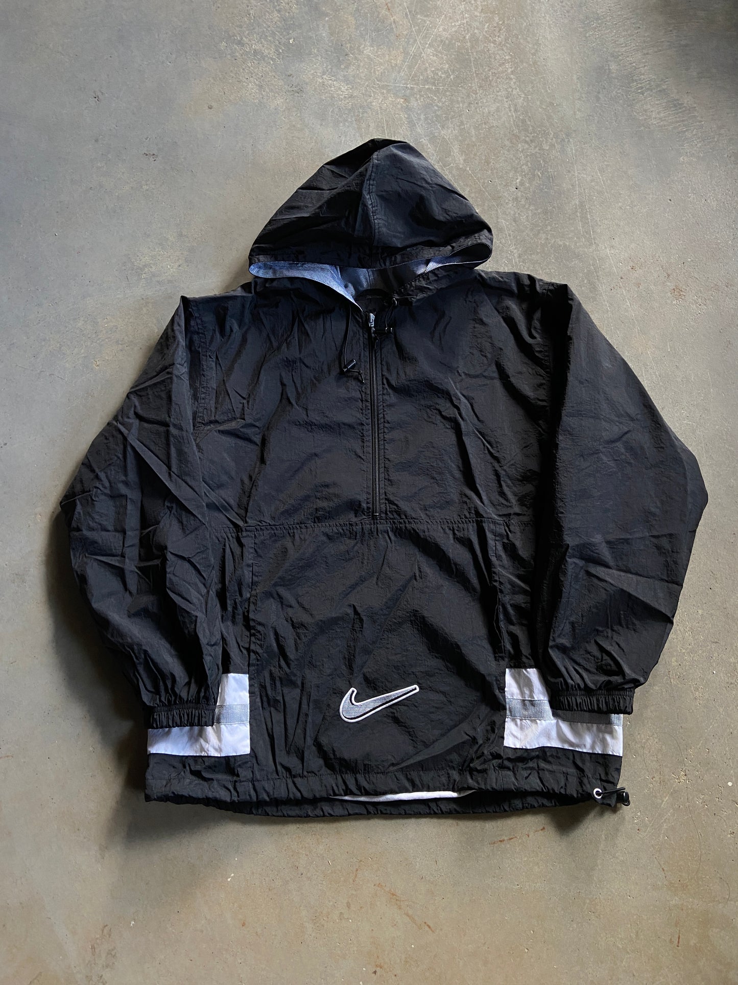 VTG Nike Silver/Black Nylon Pullover Jacket Sz M