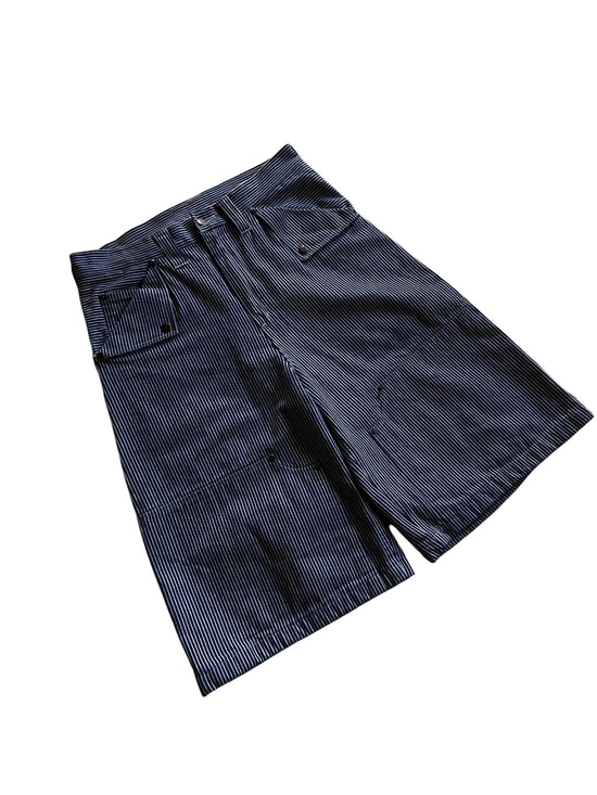 david turner HICKORY STRIPPED DOUBLE KNEE LONG SHORTS Sz 34