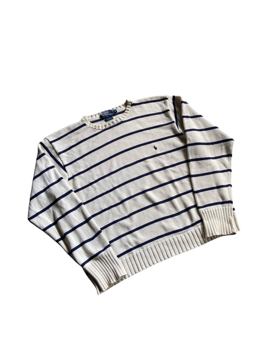 VTG Polo Striped Knit Sweater Sz XL