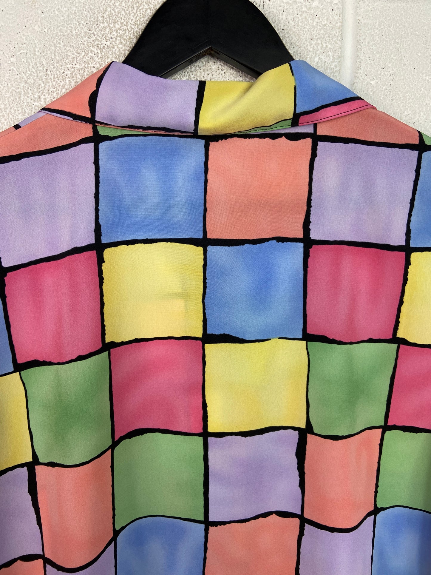 VTG Multicolor Checkered Button Up Wmns Shirt Sz L