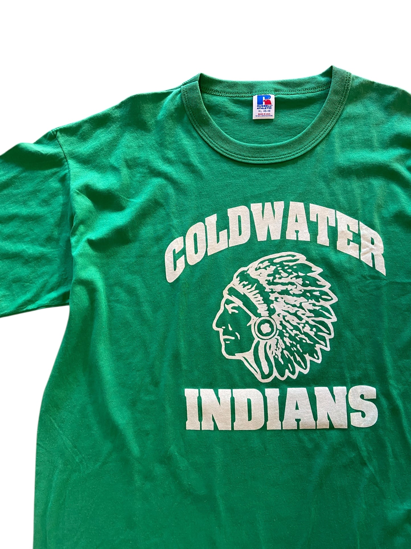 VTG Russell Athletic Coldwater Indians School Tee Sz XL