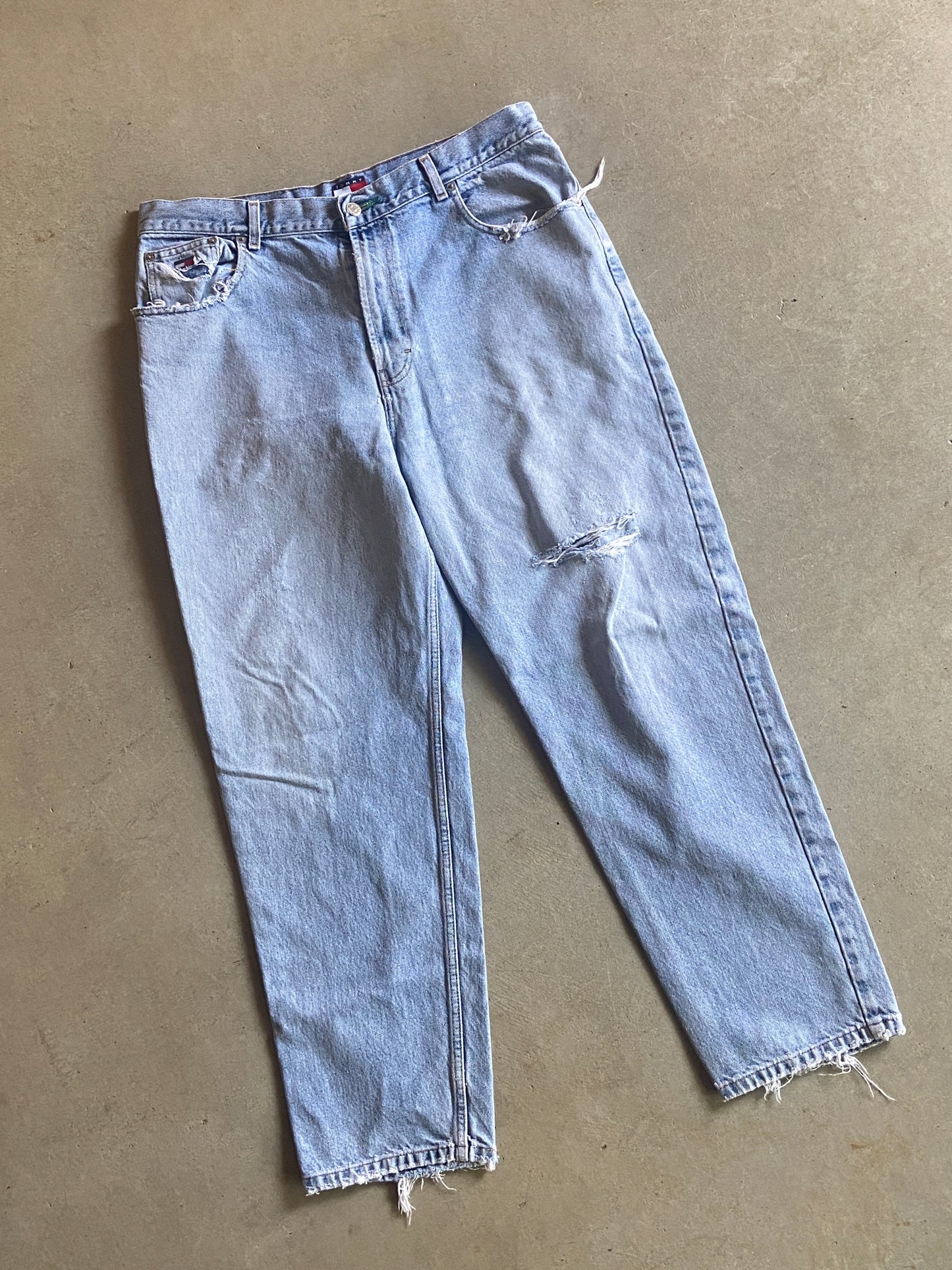 VTG Tommy Jeans Light Wash Denim Jeans Sz 36x30