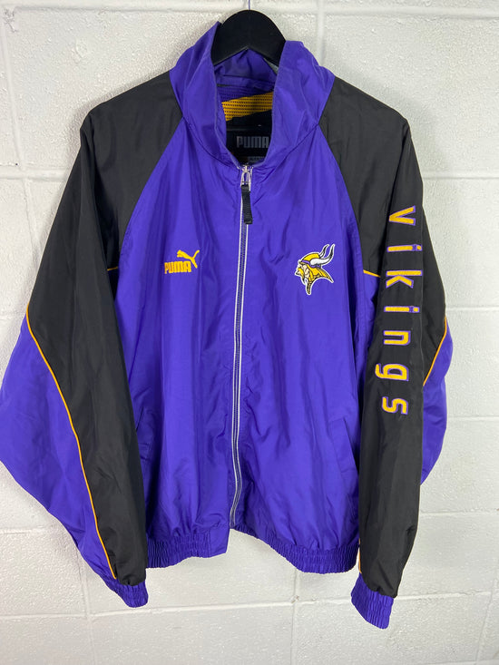 VTG Puma Minnesota Vikings Purple Track Jacket Sz XL