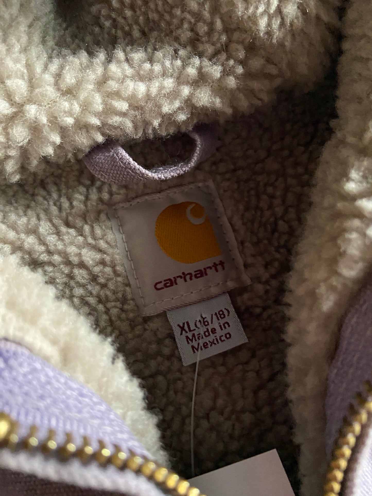 VTG Carhartt Lilac Purple Zip Up Hooded Jacket Sz S/M