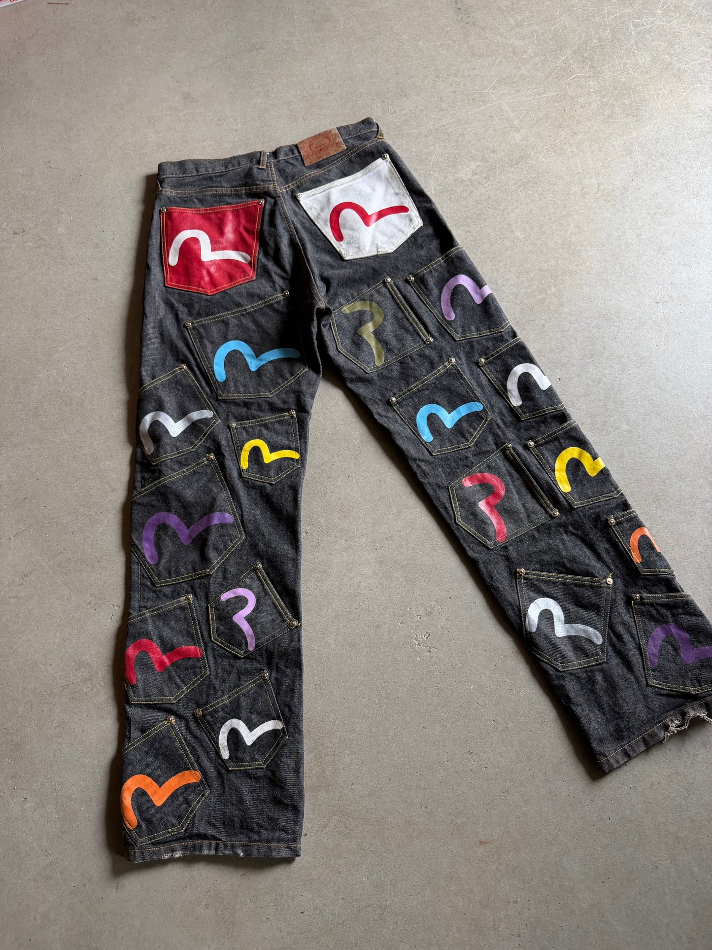 VTG Evisu Multi Pocket Black Jeans Sz 34x34