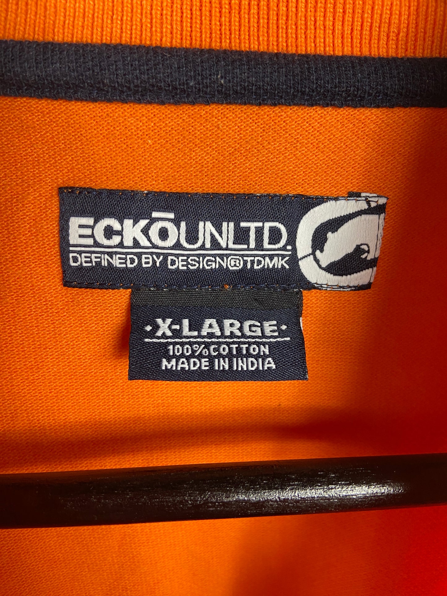 Y2K Ecko Unltd Orange Emblem Polo Shirt Sz XL