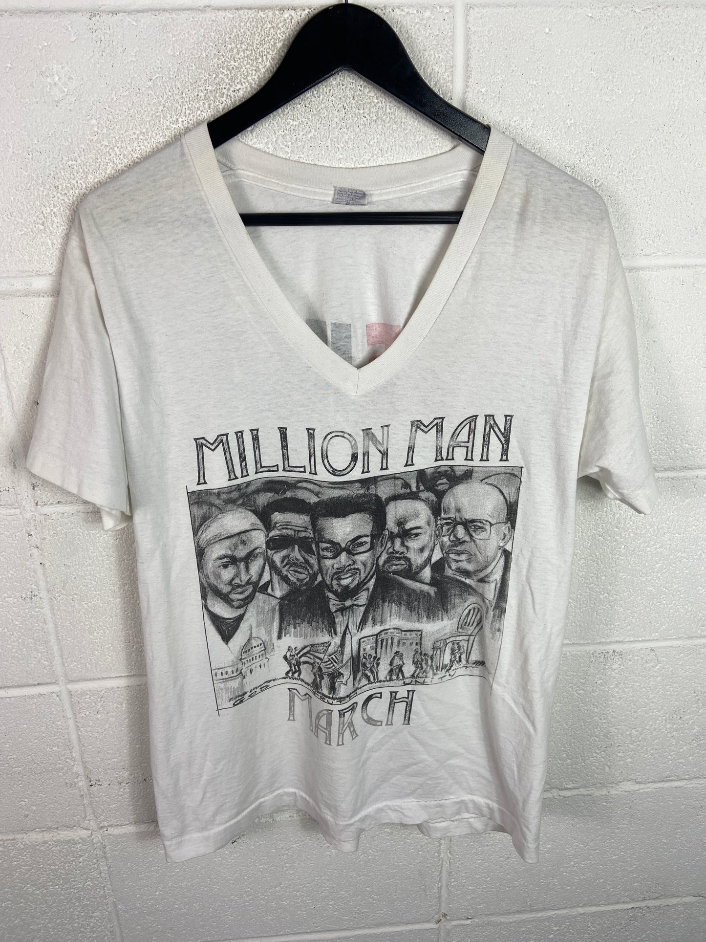 VTG Million Man March V Neck Tee Sz Med