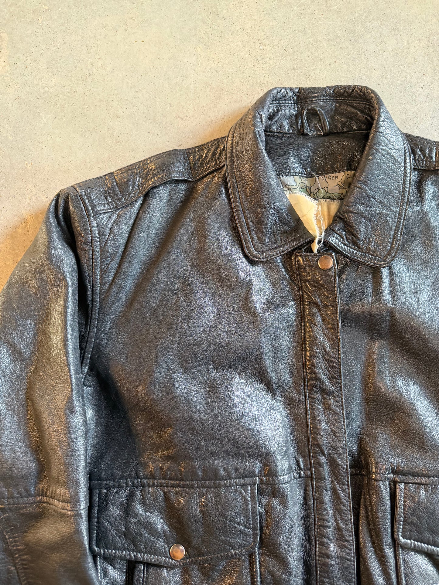 VTG Aviation Leather Jacket Sz M