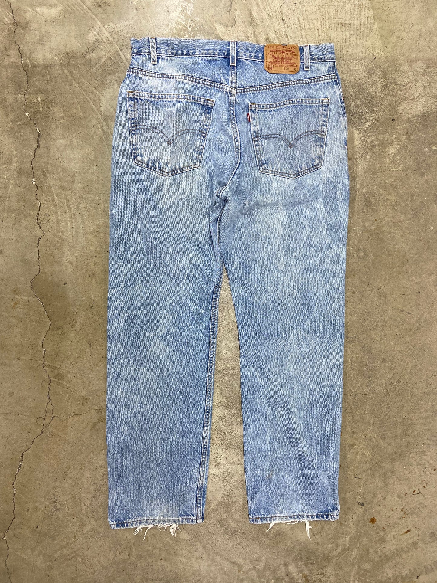 VTG Levi's Bleached 505 Light Wash Denim Jeans Sz 36x32