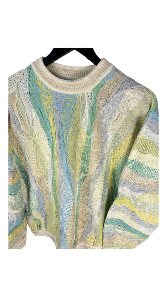 VTG Pastel Coogi 3D Embroidery Sweater Sz Med