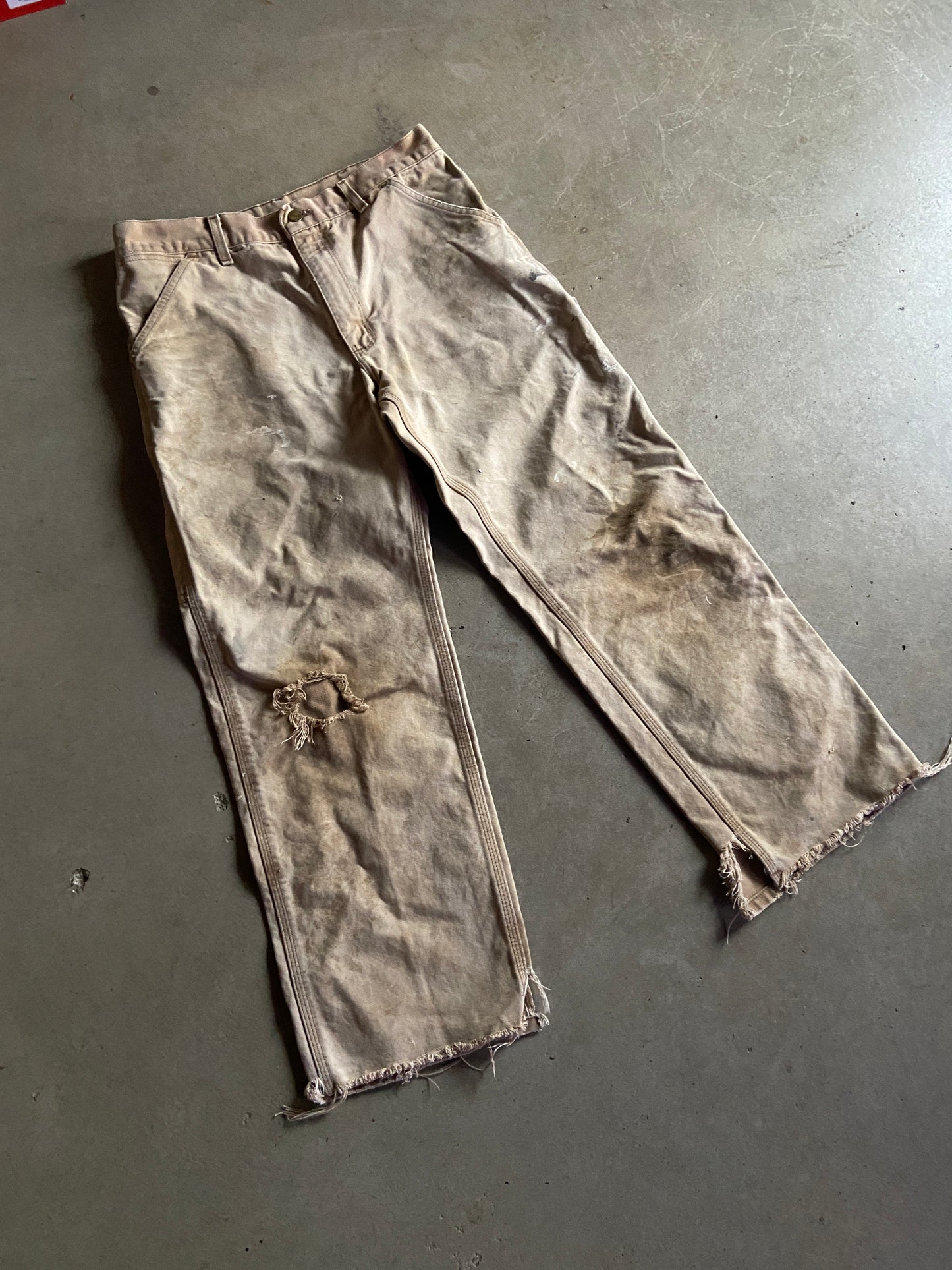 VTG Heavily Distressed Carhartt Canvas Pants Sz 34x28