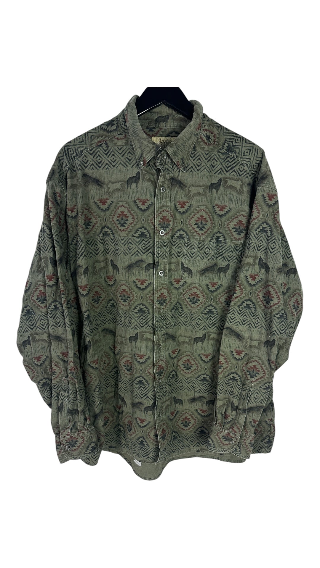 Cabelas Tribal AOP Southwestern Print Button Down Shirt Sz XL