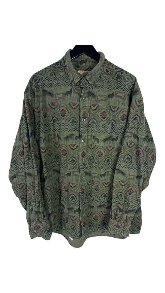 Cabelas Tribal AOP Southwestern Print Button Down Shirt Sz XL