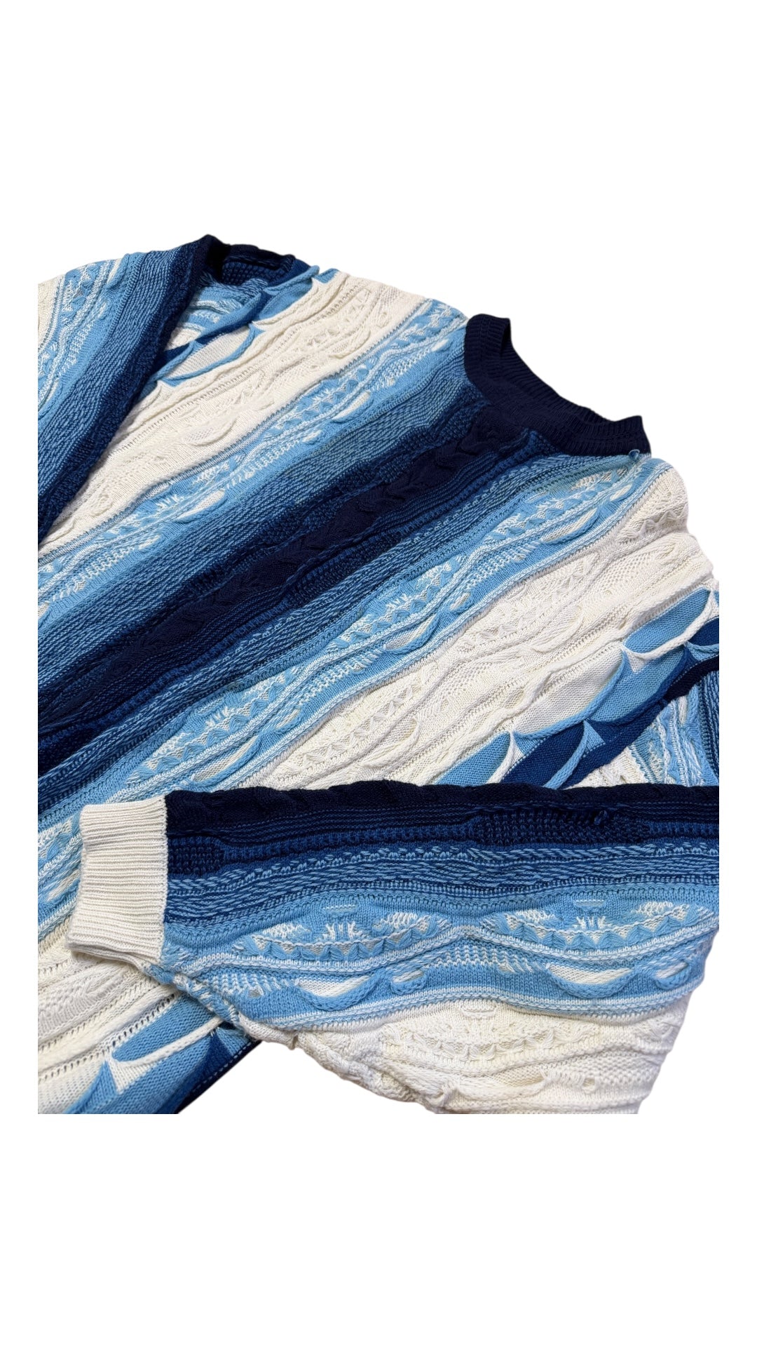 Y2K Raw Blue Coogi Style Sweater Sz XXL