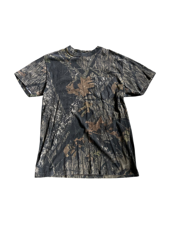 Y2K Mossy Oak Camo Pocket Tee Sz L