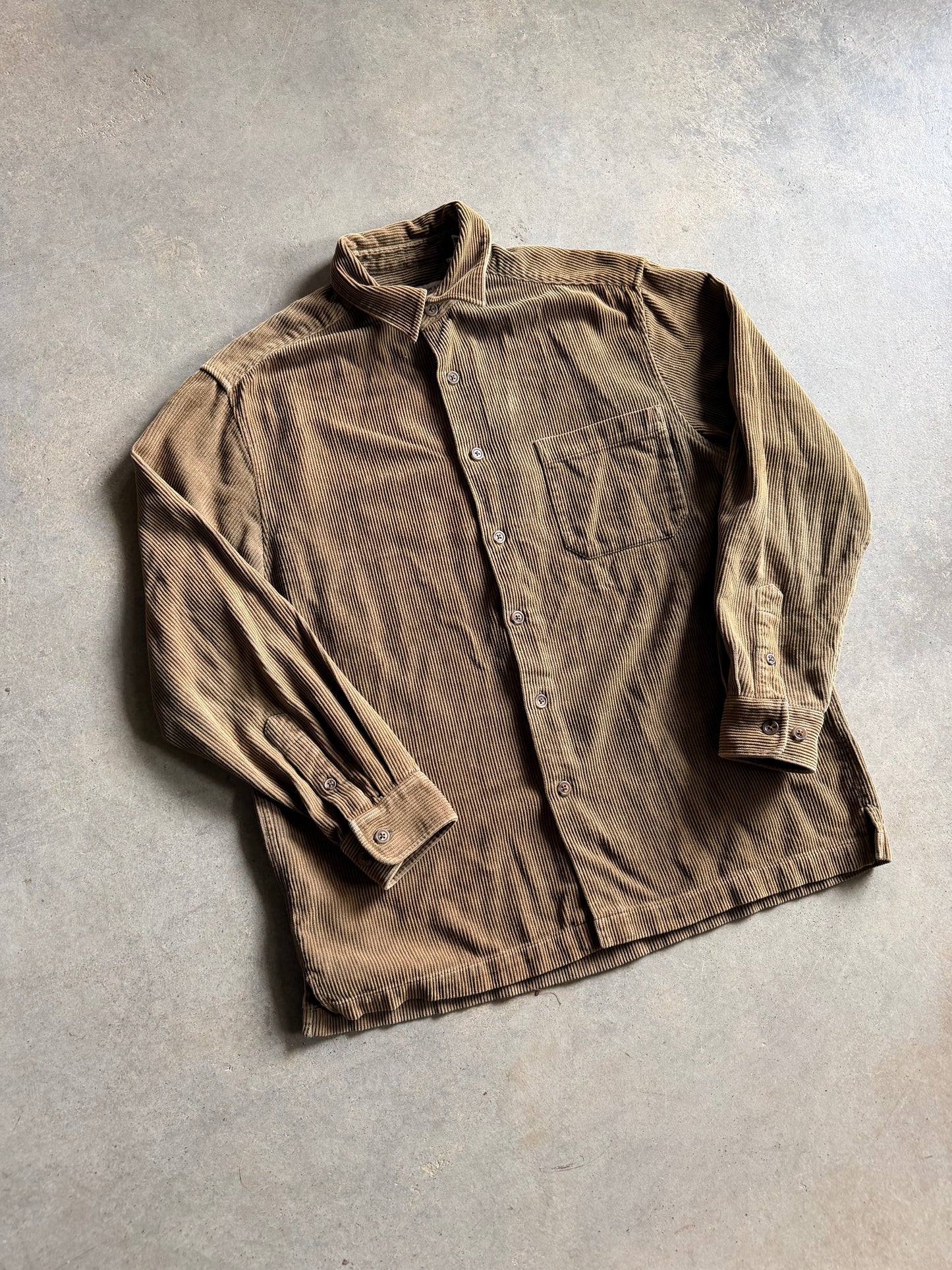 Per Lui Per Lei Tan Corduroy Button Up Shirt Sz M