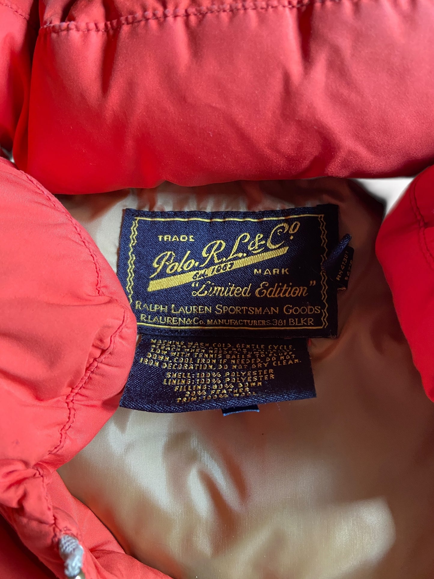 VTG Polo Ralph Lauren Sportsman Expedition Down Puffer Jacket Sz Large