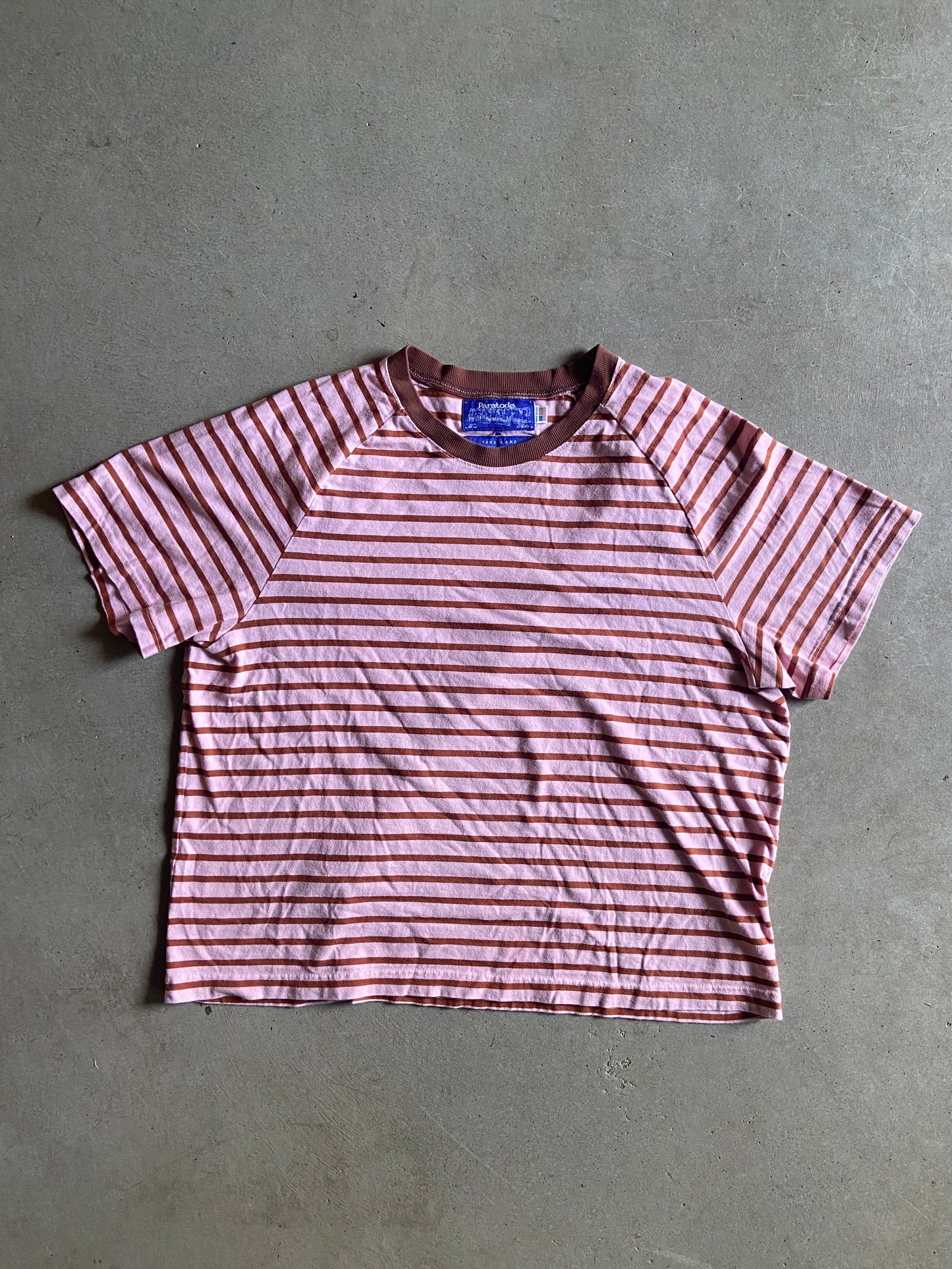 Paratodo Pink/Brown Stripe Tee Sz XL