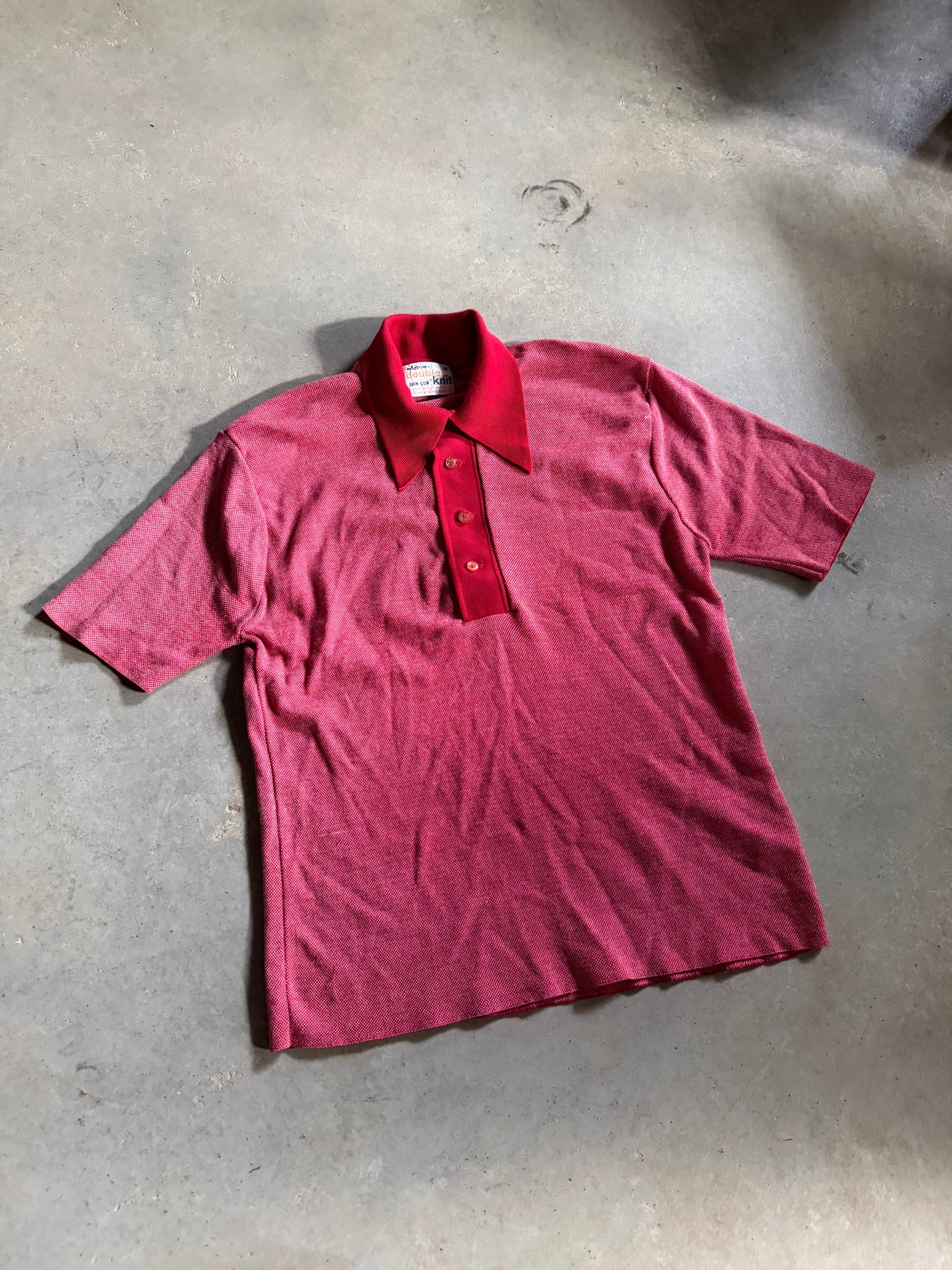 VTG Arrow Double Knit Red Polo Shirt Sz M