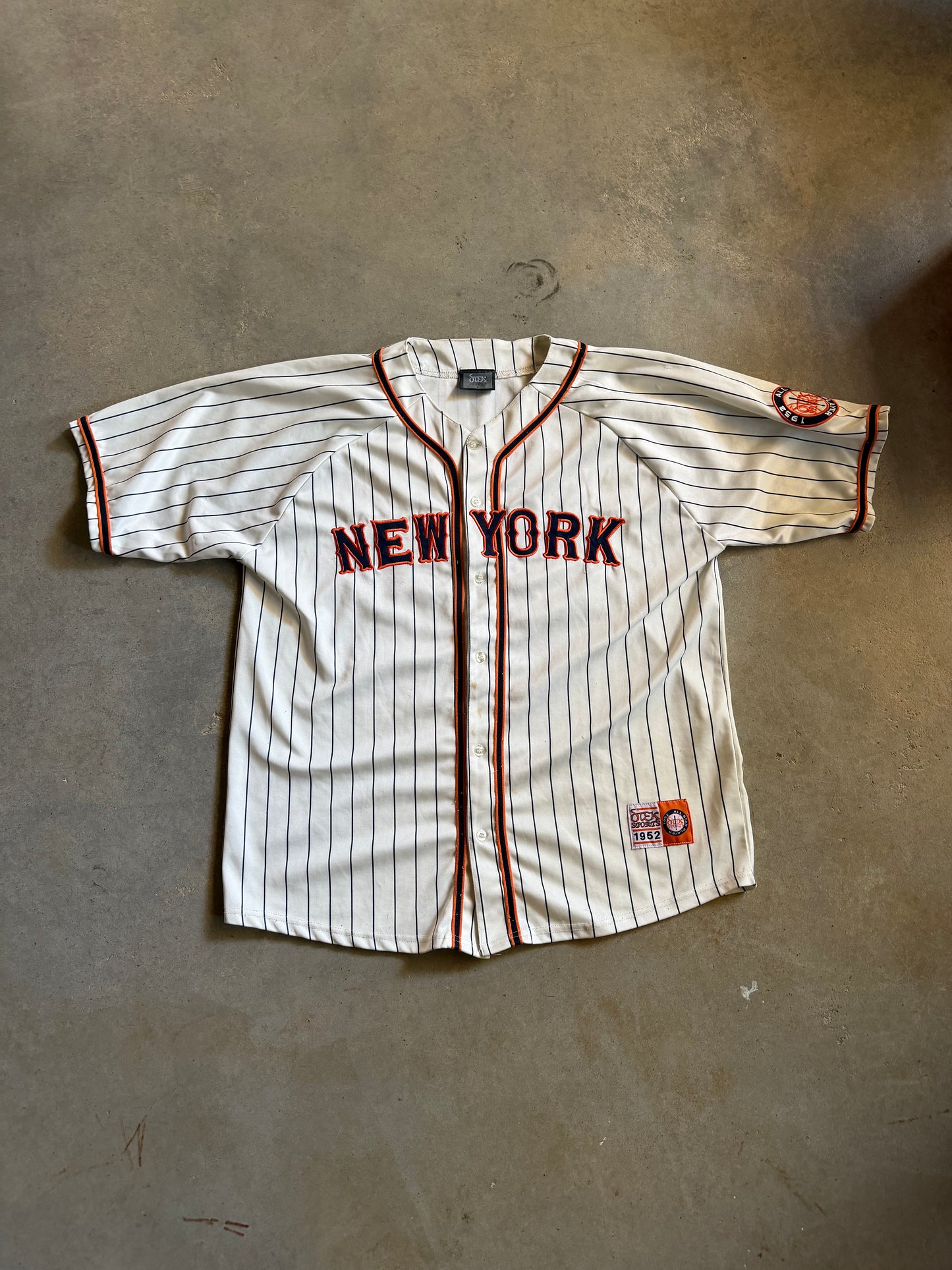 New York Otek Sports Stripe Baseball Jersey Sz L