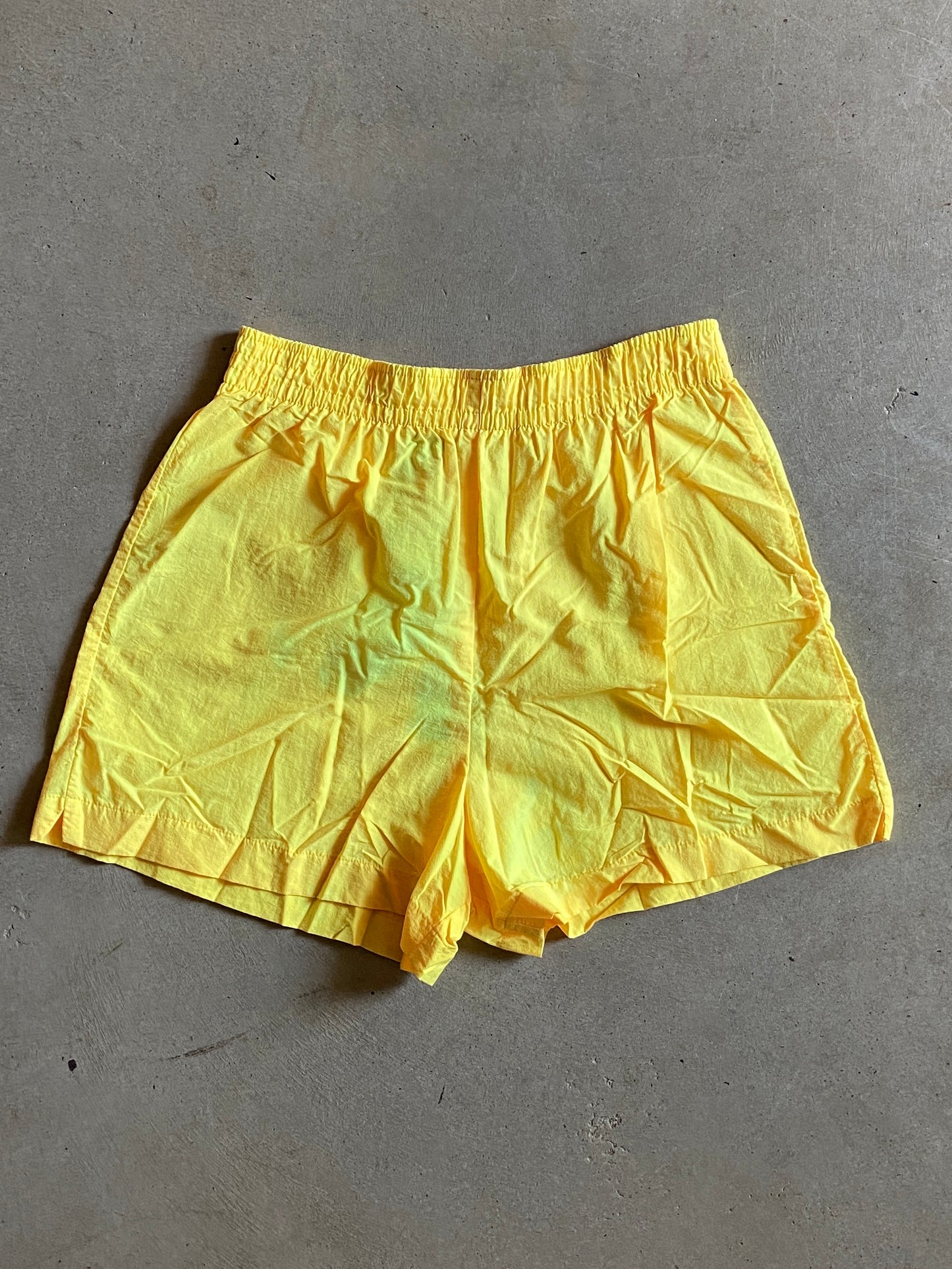 VTG Pacific Connections Yellow Nylon Shorts Sz L