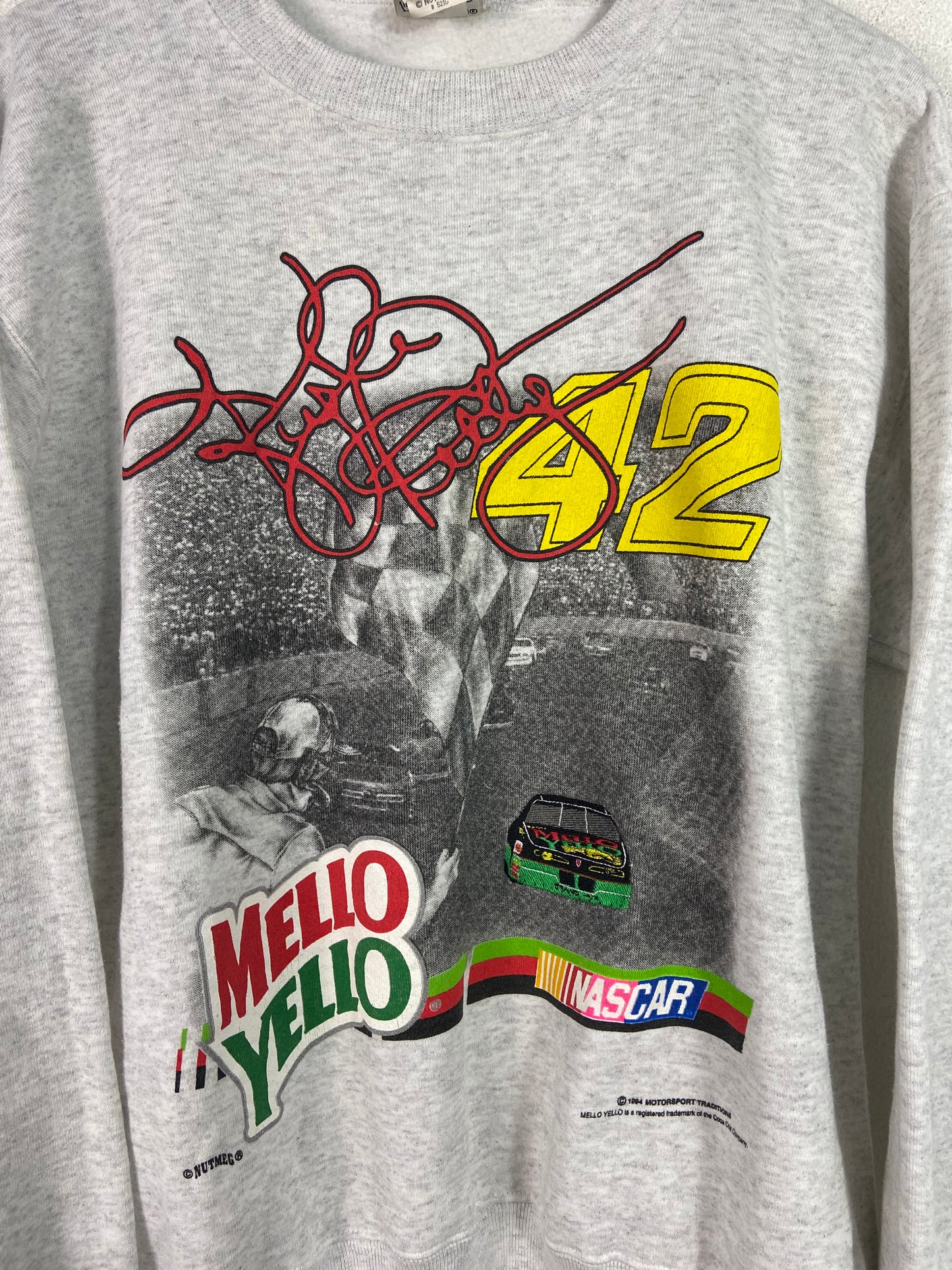 VTG Kyle Petty Mello Yellow NASCAR Nutmeg Crewneck Sz M/L