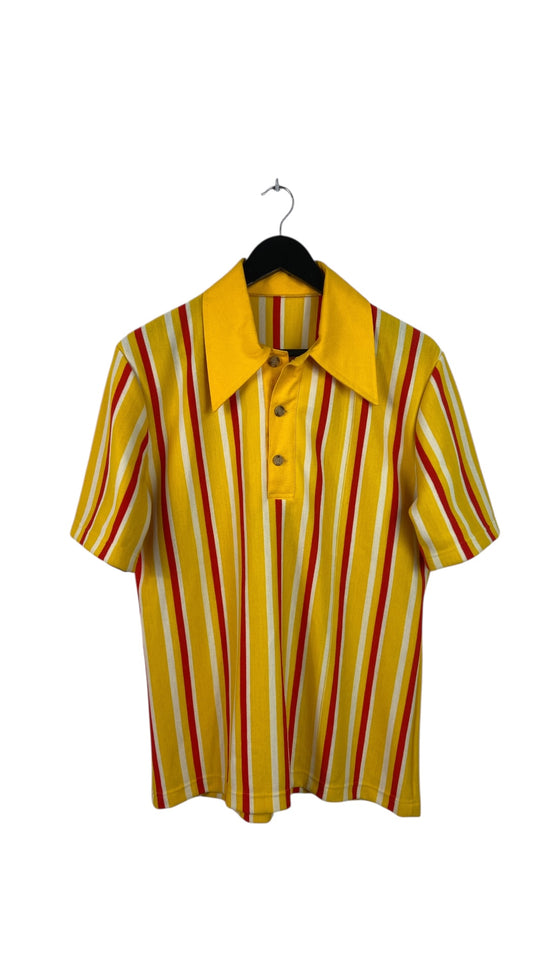 Modelli di Ruolo Custom 70's Style Red/Yellow Striped Polo Shirt Sz L