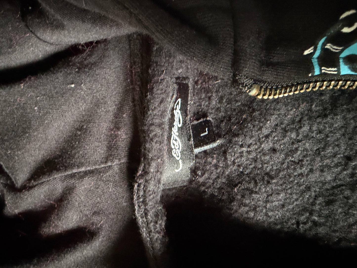 Y2K Wmns Ed Hardy Zip Up Cropped Hoodie Sz S