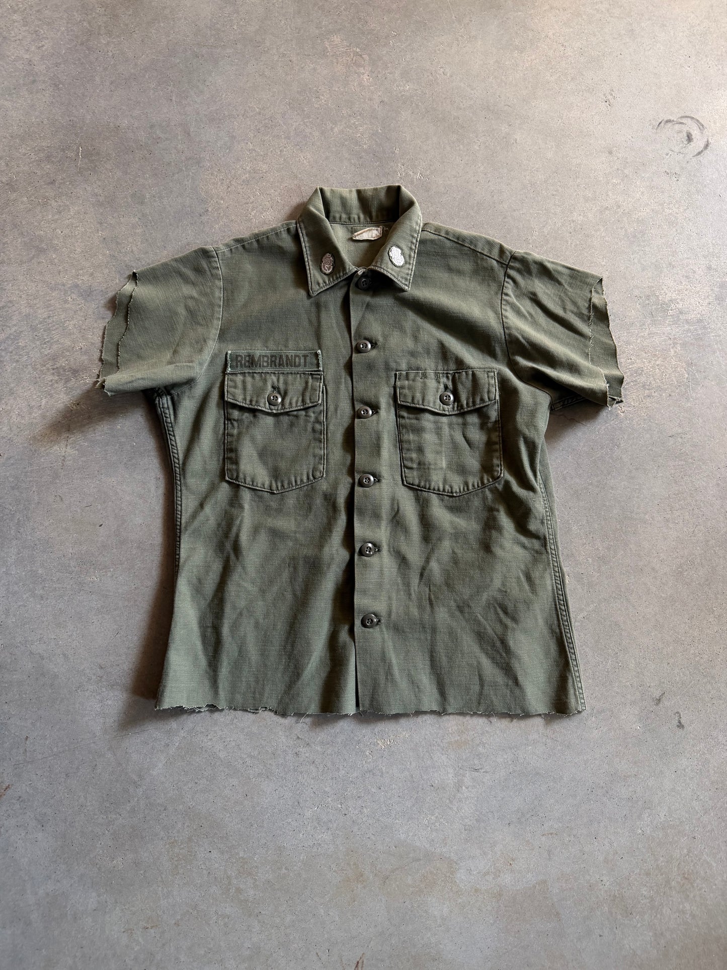 Army Rembrandt Button Up SS Shirt Sz M