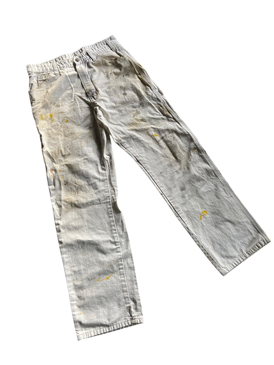 VTG Dickies Yellow/Gray Paint Splash Pants Sz 32x30