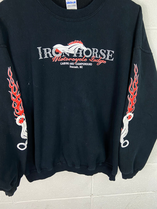 Y2K Iron Horse Motorcycle Lodge Sweater Sz XL