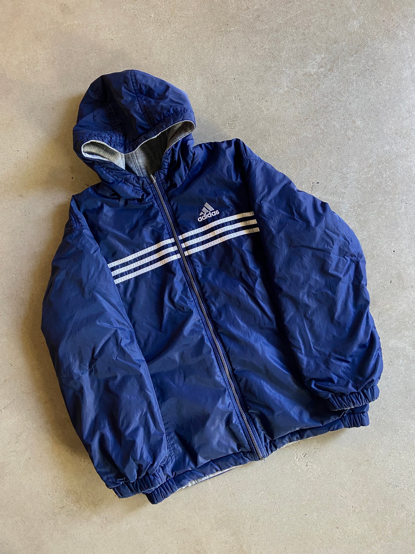 VTG Adidas Navy/Gray Reversible Jacket Sz XL
