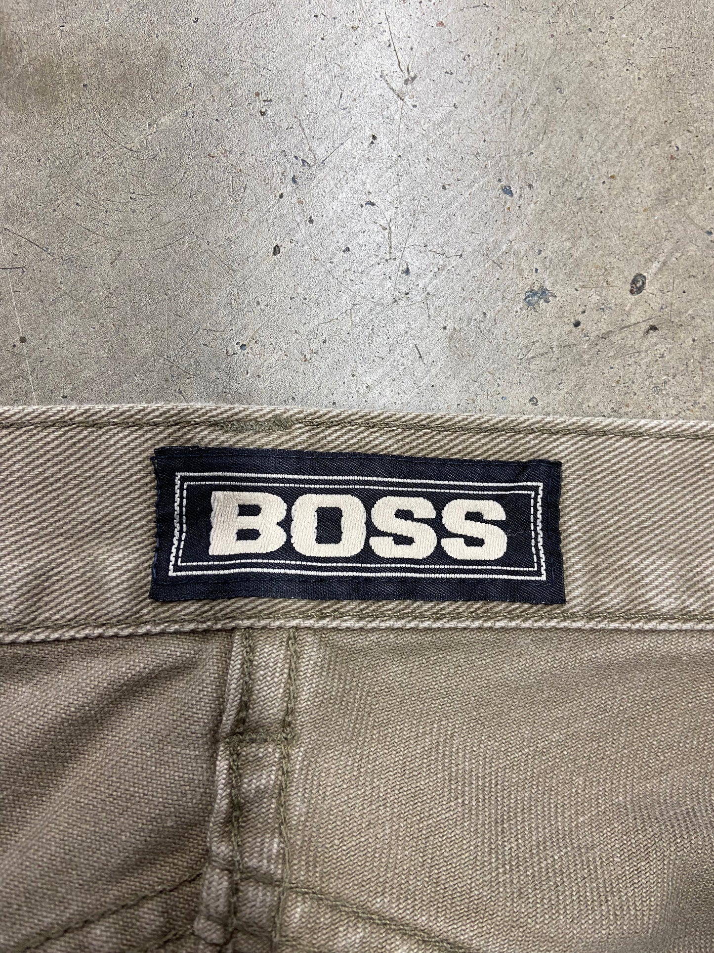 Y2K Boss Tan Baggy Straight Leg Work Pants Sz 36x32