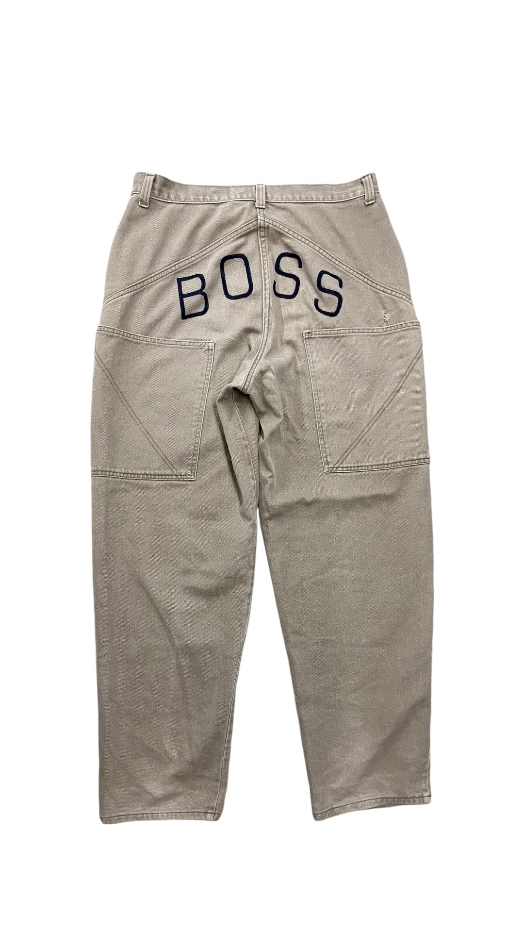 Y2K Boss Tan Baggy Straight Leg Work Pants Sz 36x32