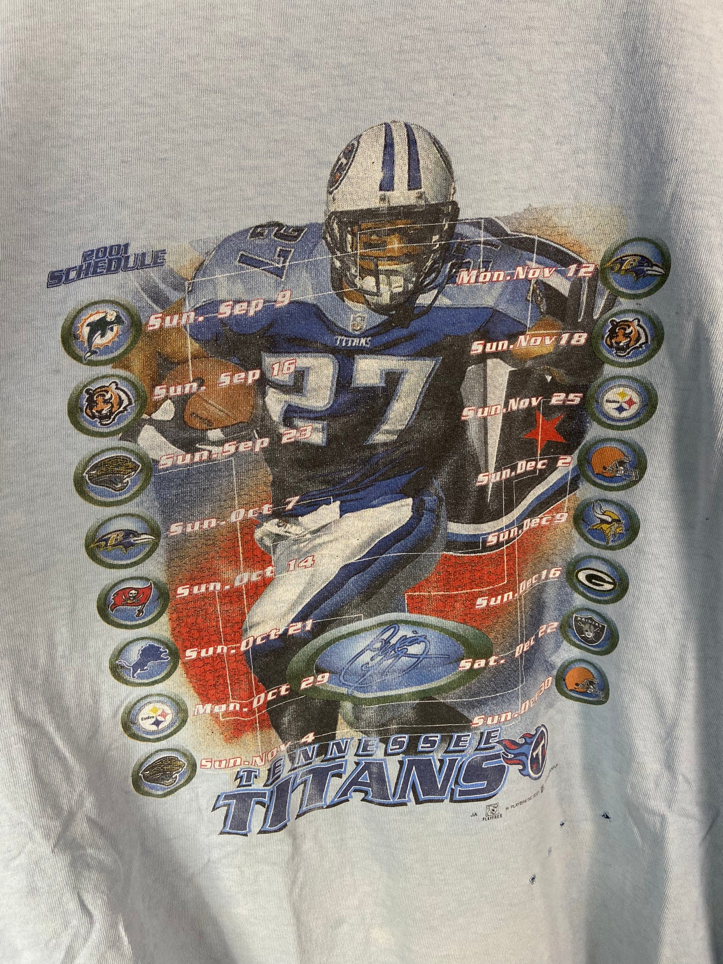 VTG Tennessee Titans 2001 Schedule Tee Sz XXL