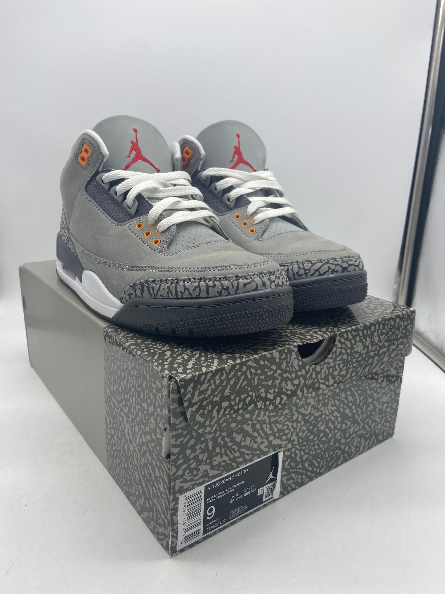 Preowned Air Jordan 3 Cool Grey Sz 9M/10.5W CT8532-012