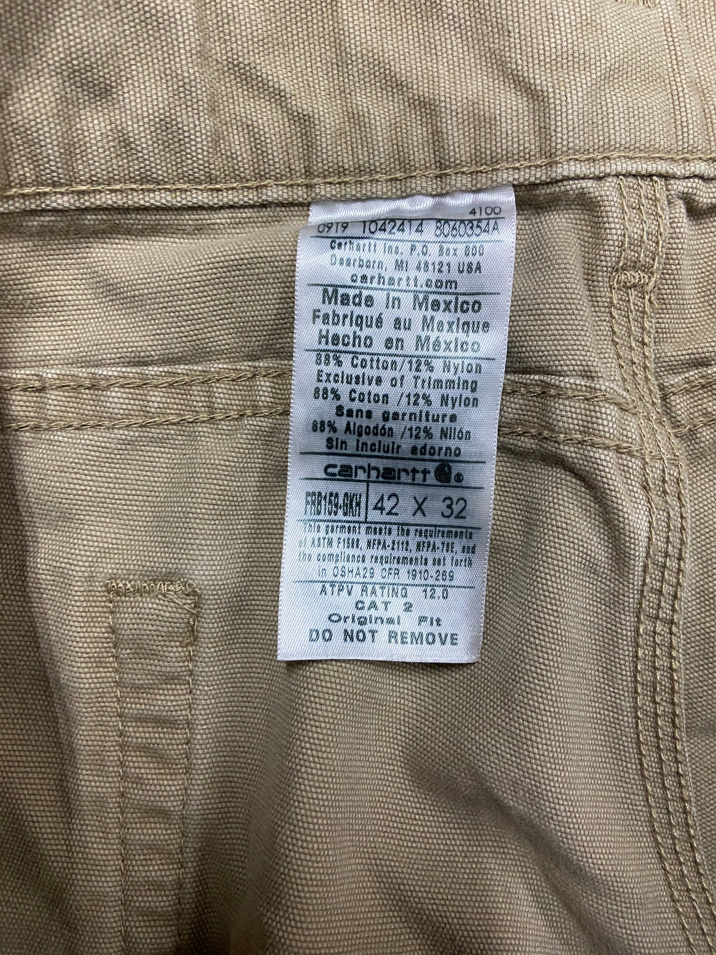 Y2K Carhartt Tan Fire Resistance Work Pants Sz 40x32